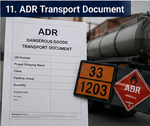 ADR veszélyes áru fuvarokmány, amelyet veszélyes anyagok szállításához használnak Európában