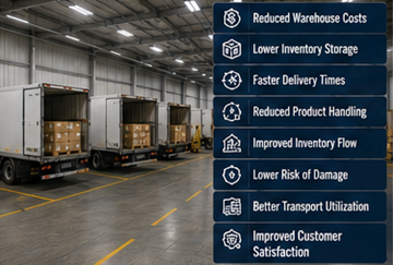 Hatékony cross-docking logisztikai művelet, amely csökkenti a raktári tárolási és szállítási költségeket