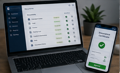 Digitális logisztikai platform online biztosítási igazolásokkal és fuvarokmány-kezeléssel