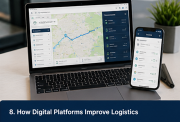 Digitális logisztikai platform irányítópult követéssel, kommunikációval és fuvarmegbízásokkal