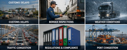 Európai belföldi és nemzetközi szállítás EU-s autópályákkal, határátkelőkkel, raktárakkal és logisztikai központokkal
