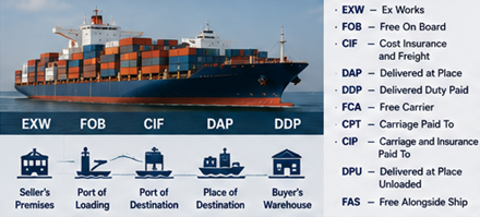 Nemzetközi szállítási műveletek és Incoterms kereskedelmi megállapodások az árufuvarozáshoz