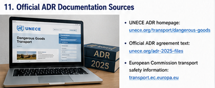 Hivatalos ADR szabályozási dokumentumok és UNECE veszélyesáru-szállítási források