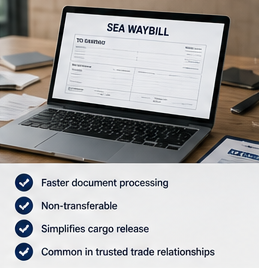 Sea Waybill digitális szállítmányozási dokumentáció tengeri szállításhoz