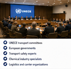 UNECE és nemzetközi közlekedési hatóságok, amelyek az ADR veszélyesáru-szabályokat kezelik